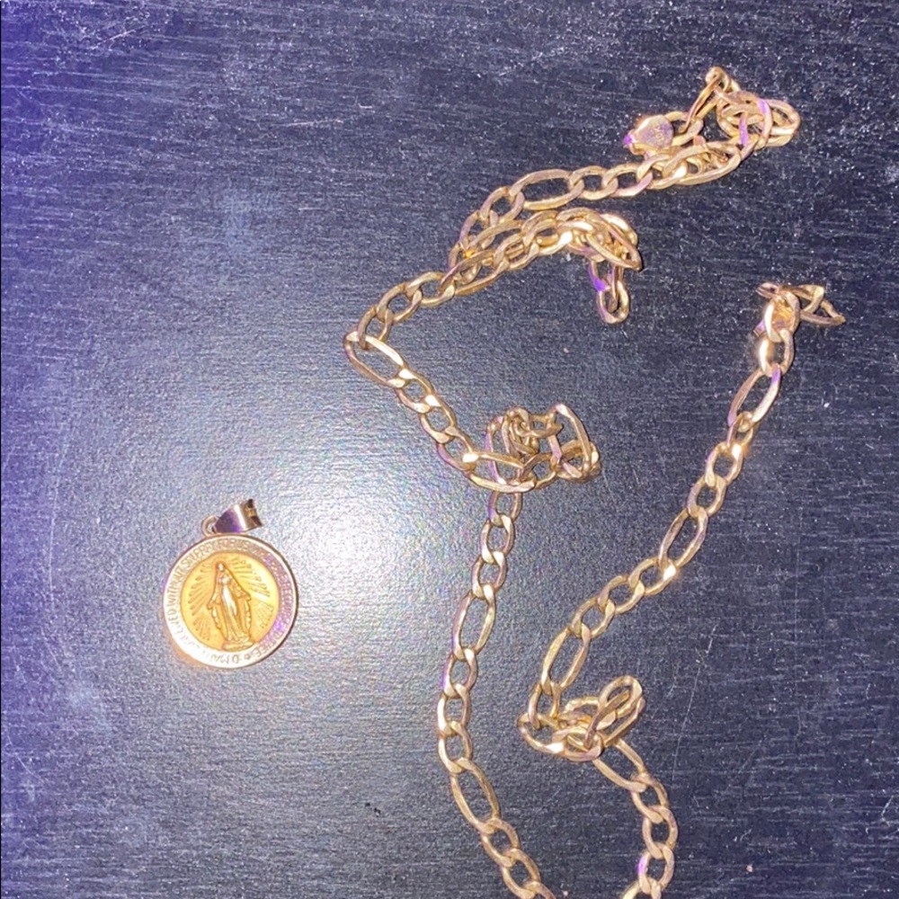 Gold 10kt necklace real and gold 10kt piece - Picture 2 of 2